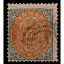 Tofarvet øreudgave. 100 øre grå/gul